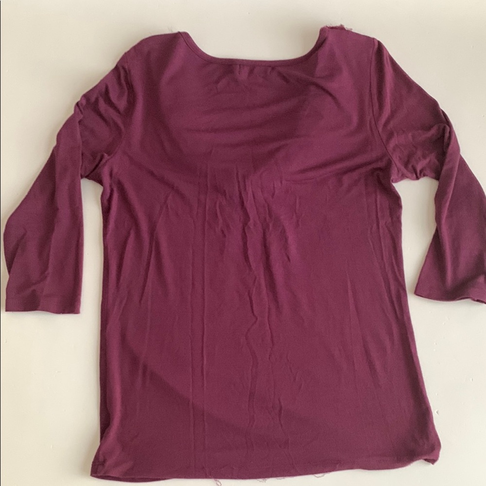 AREA Purple Flower Ruffled 3/4 Sleeve Blouse Women’s Size Small - Picture 8 of 9